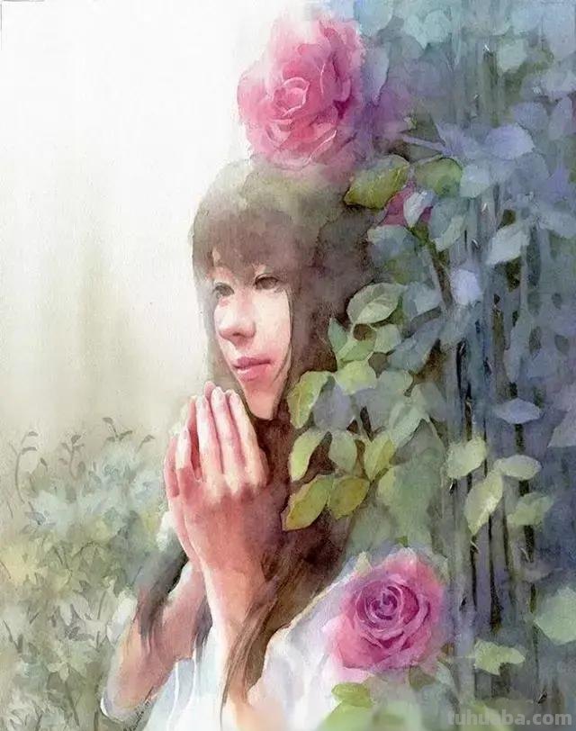 青春靓丽、清灵妩媚 - 松林淳人物水彩画