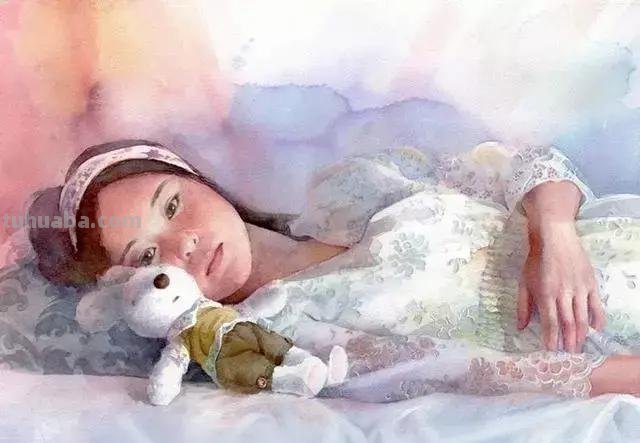 青春靓丽、清灵妩媚 - 松林淳人物水彩画