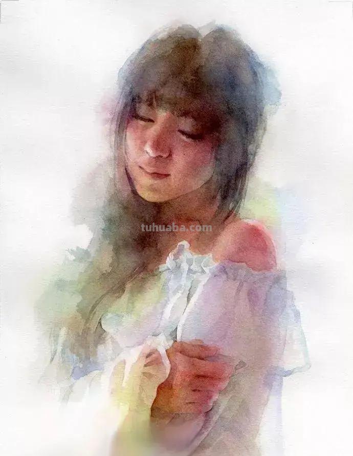 青春靓丽、清灵妩媚 - 松林淳人物水彩画