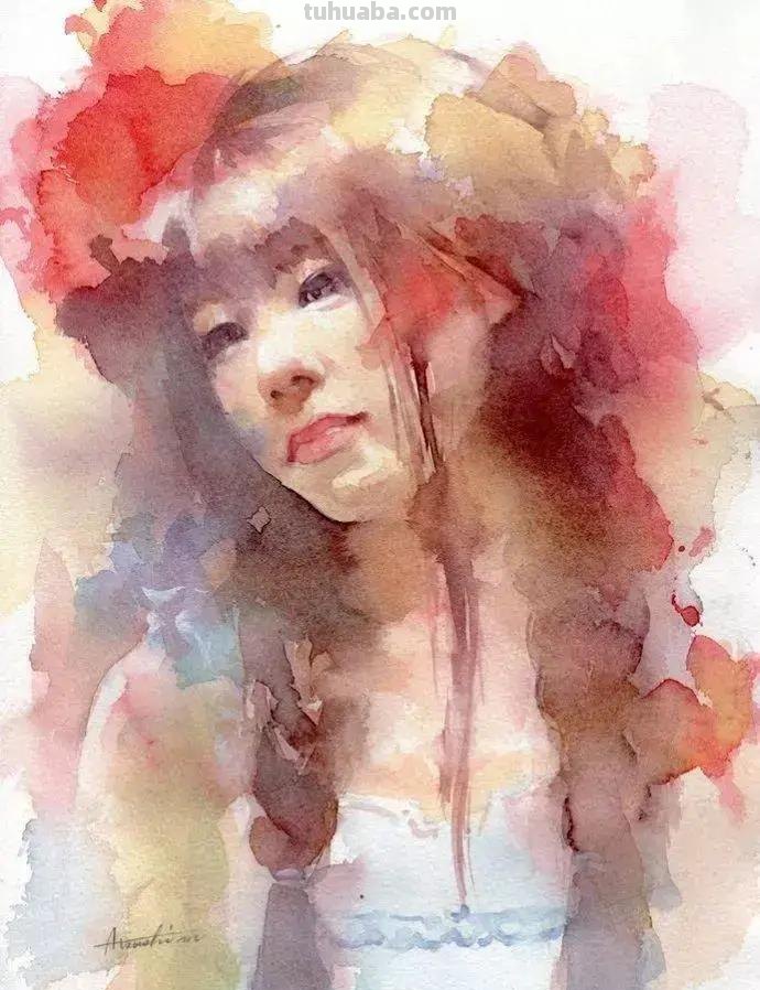 青春靓丽、清灵妩媚 - 松林淳人物水彩画