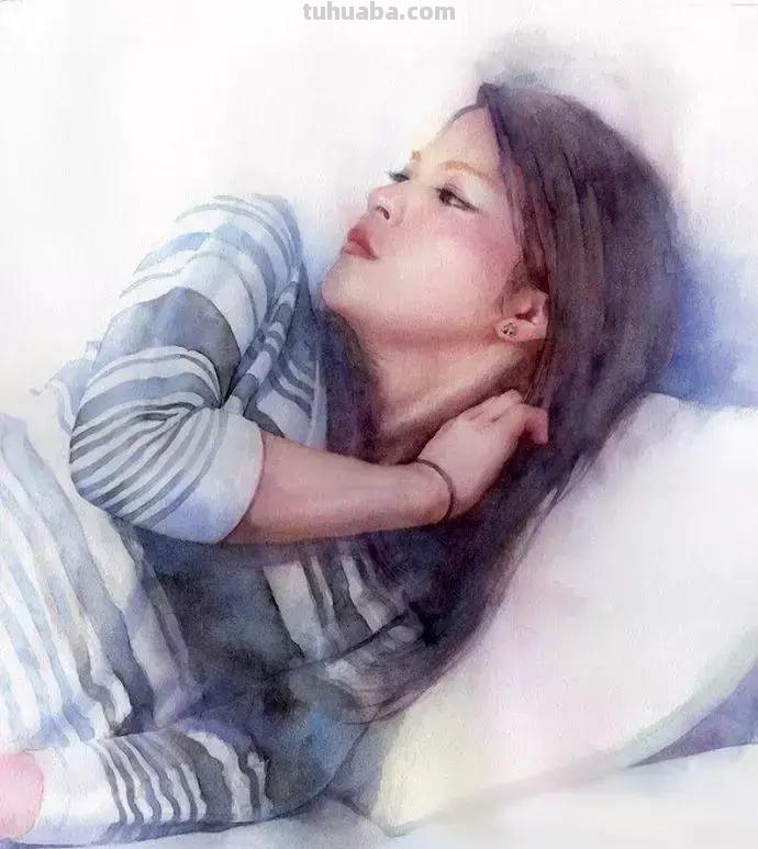 青春靓丽、清灵妩媚 - 松林淳人物水彩画