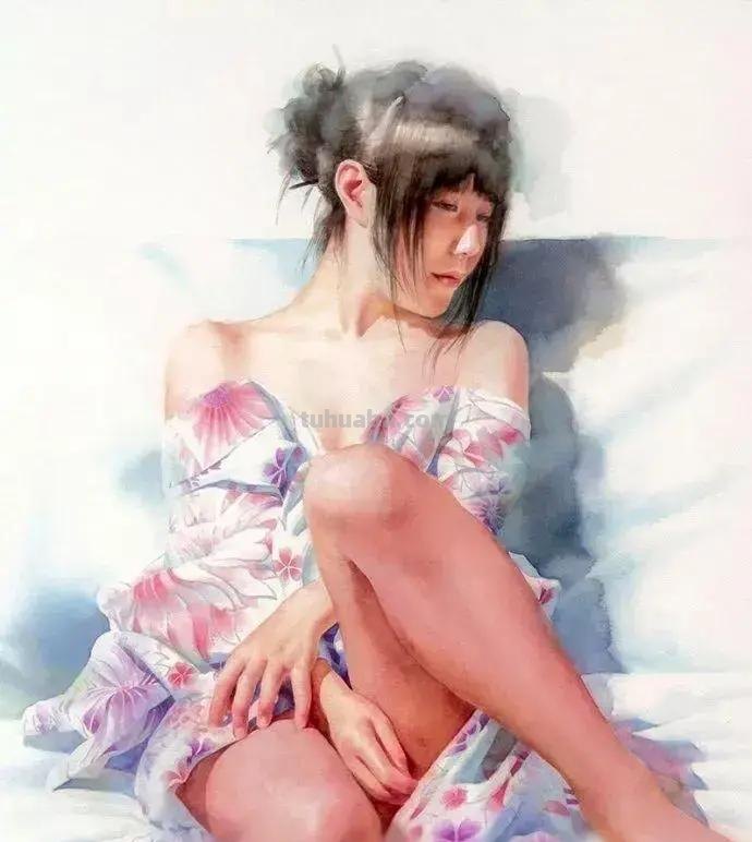 青春靓丽、清灵妩媚 - 松林淳人物水彩画