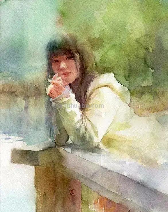青春靓丽、清灵妩媚 - 松林淳人物水彩画