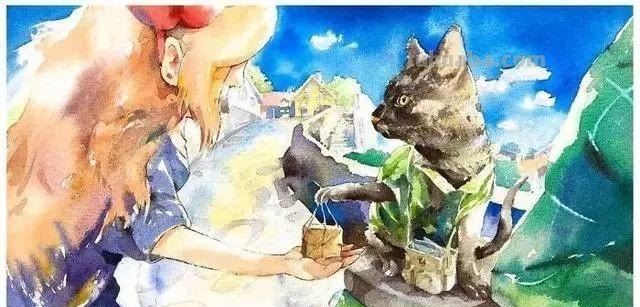 素材 - 梦幻轻松的小动物水彩画