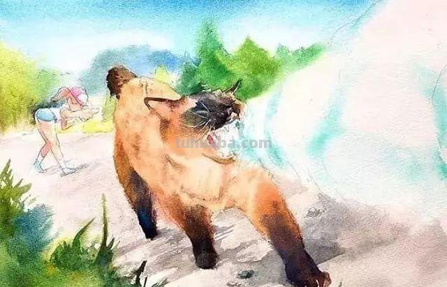 素材 - 梦幻轻松的小动物水彩画