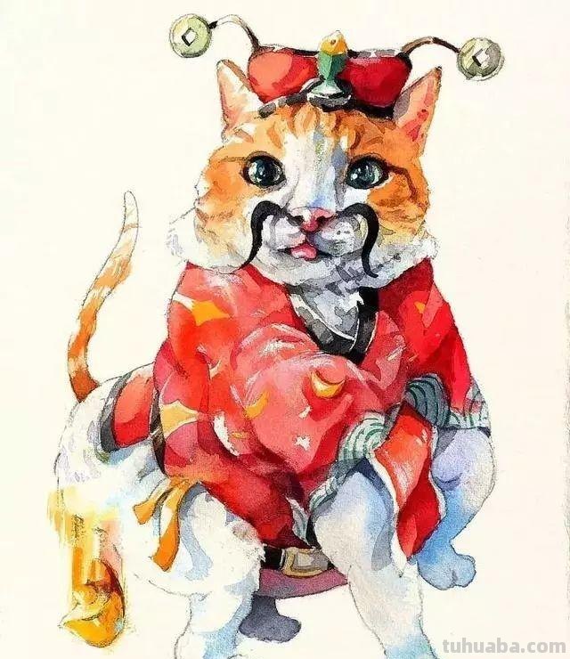 素材 - 梦幻轻松的小动物水彩画