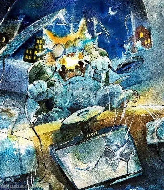 素材 - 梦幻轻松的小动物水彩画