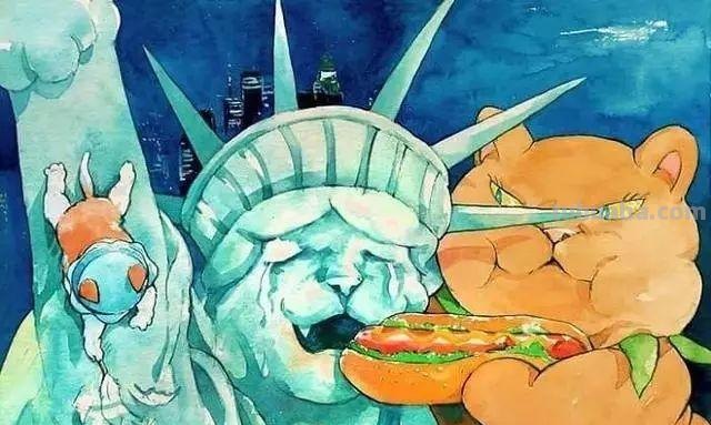 素材 - 梦幻轻松的小动物水彩画