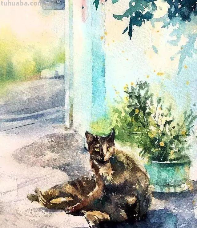 素材 - 梦幻轻松的小动物水彩画