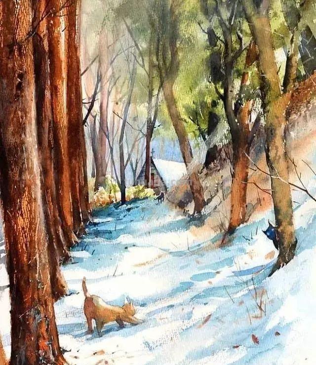 素材 - 梦幻轻松的小动物水彩画