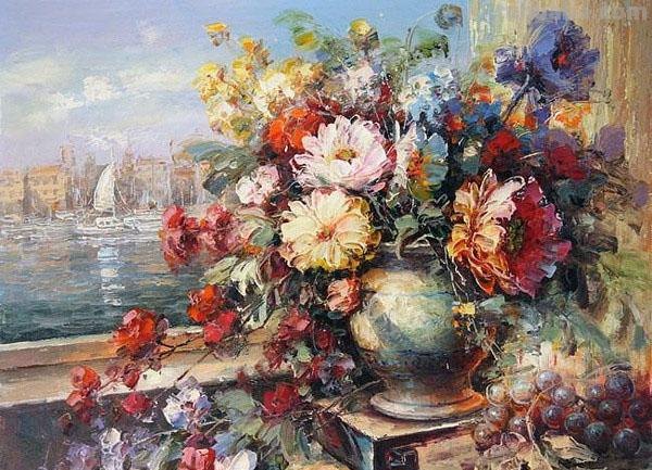 静物花卉油画 俄罗斯画家khlebnikov.aleksey