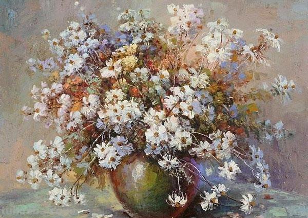 静物花卉油画 俄罗斯画家khlebnikov.aleksey