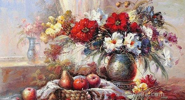 静物花卉油画 俄罗斯画家khlebnikov.aleksey