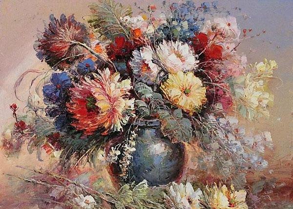 静物花卉油画 俄罗斯画家khlebnikov.aleksey