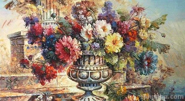 静物花卉油画 俄罗斯画家khlebnikov.aleksey