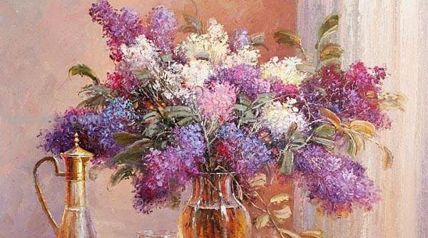 静物花卉油画 俄罗斯画家khlebnikov.aleksey