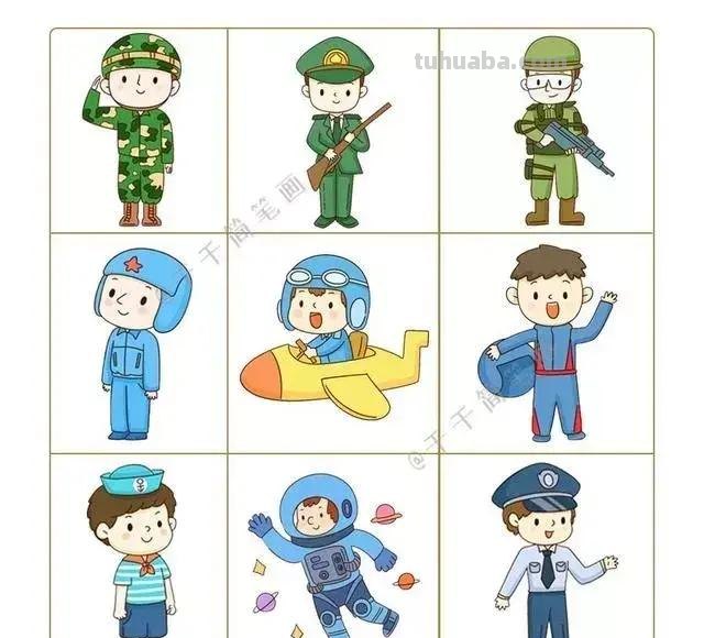 54种职业人物简笔画，画风好可爱