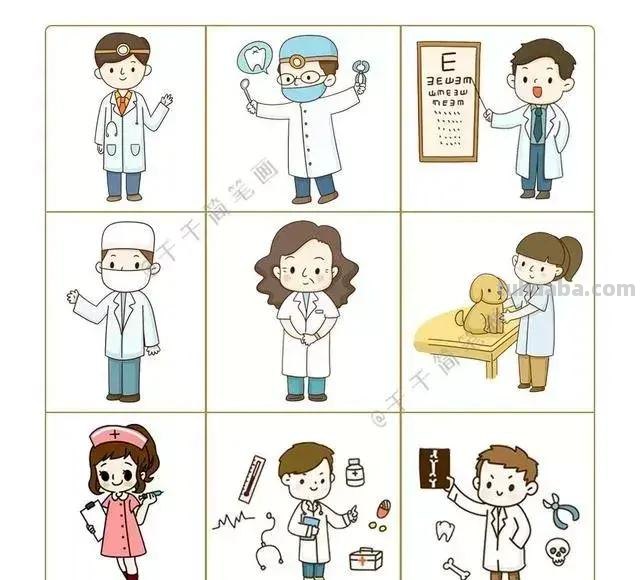 54种职业人物简笔画，画风好可爱