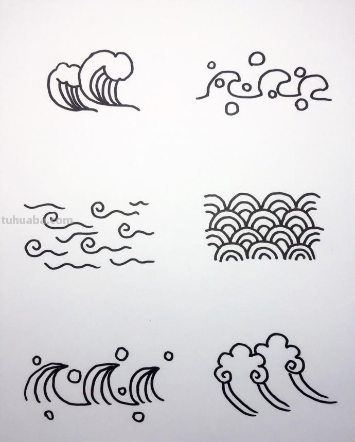 大海和海里动物们的简笔画~