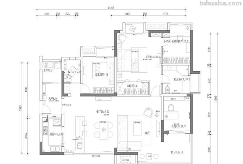 114.57平米三居室装修案例，装修价格只花10万元！-鲁能城·中央公馆装修
