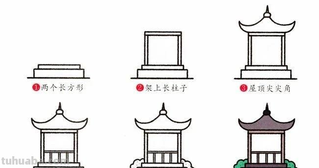 7种不同的建筑简笔画画法步骤，含教程
