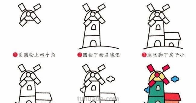 7种不同的建筑简笔画画法步骤，含教程