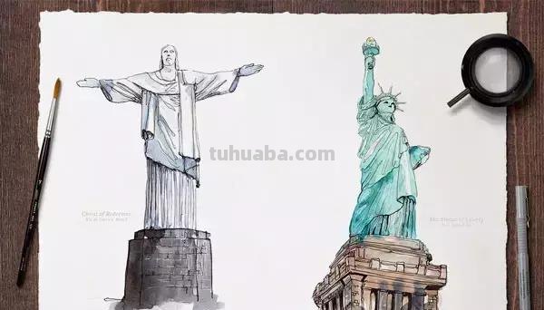 世界最著名的40个建筑，画成水彩手绘，漂亮极了