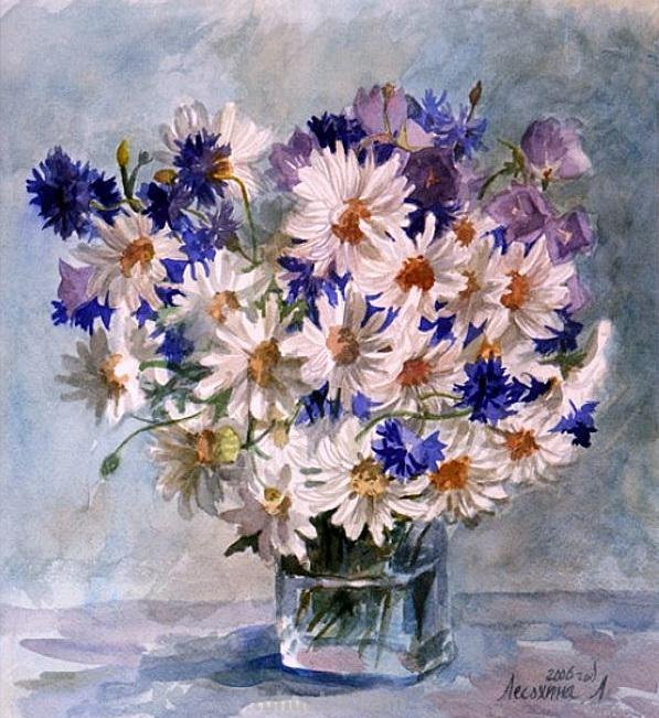 俄罗斯Lesokhina Lubov 花卉静物水彩油画欣赏