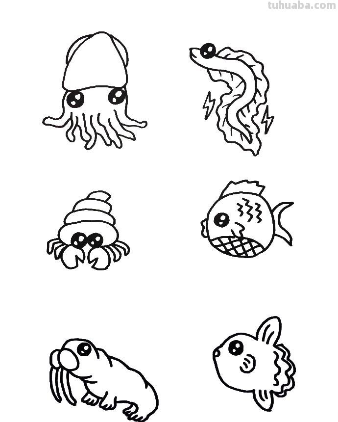 听说你在找海洋生物简笔画，不用找了，全在这，拿走学习吧！