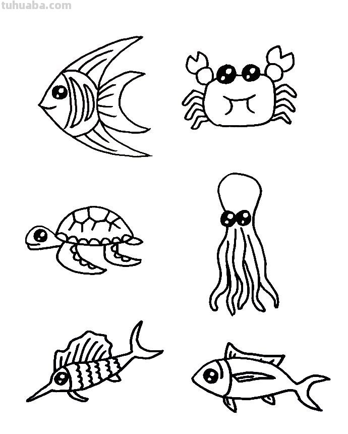 听说你在找海洋生物简笔画，不用找了，全在这，拿走学习吧！