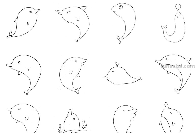 简笔画：10种常见的水族动物简笔画，快给你的孩子收藏起来，学习