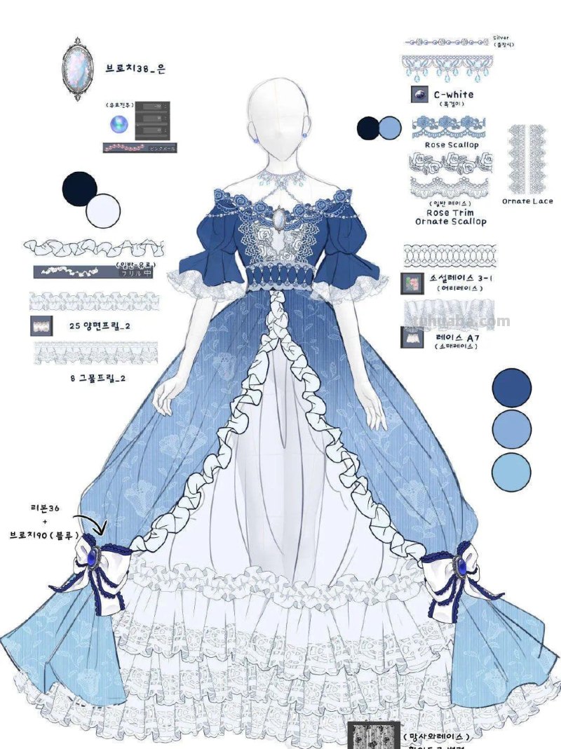 「绘画参考」优雅的宫廷风格礼服参考素材（服装参考）