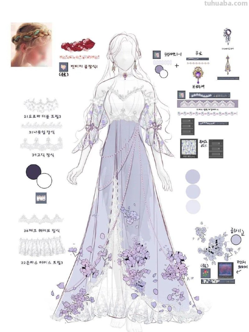 「绘画参考」优雅的宫廷风格礼服参考素材（服装参考）