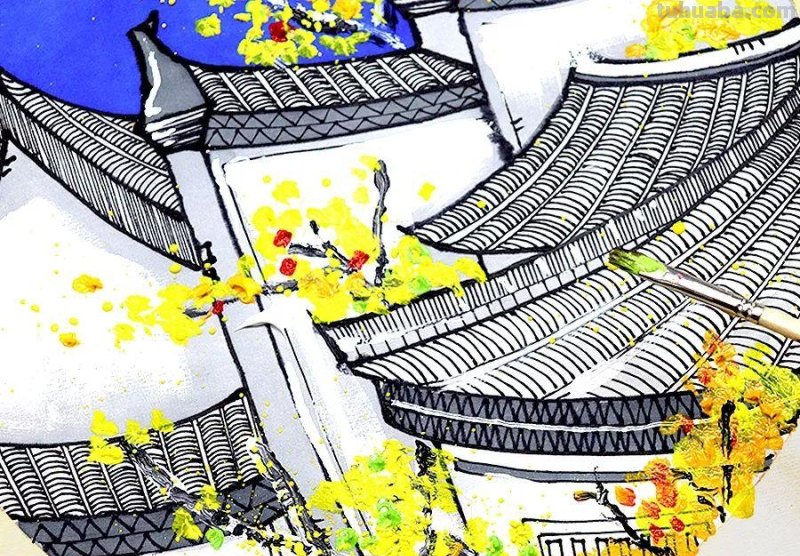 创意儿童画教程｜秋日古镇