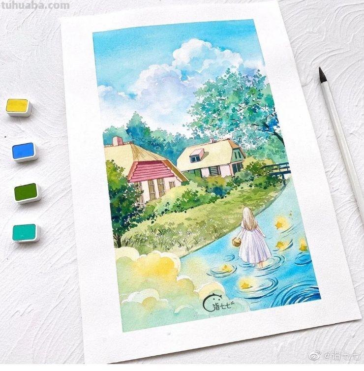 以梦入画！这些梦幻、唯美的水彩画，看完整个人都治愈了