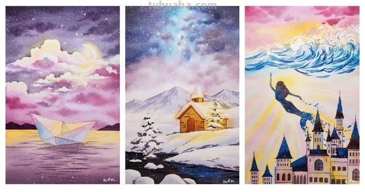 以梦入画！这些梦幻、唯美的水彩画，看完整个人都治愈了