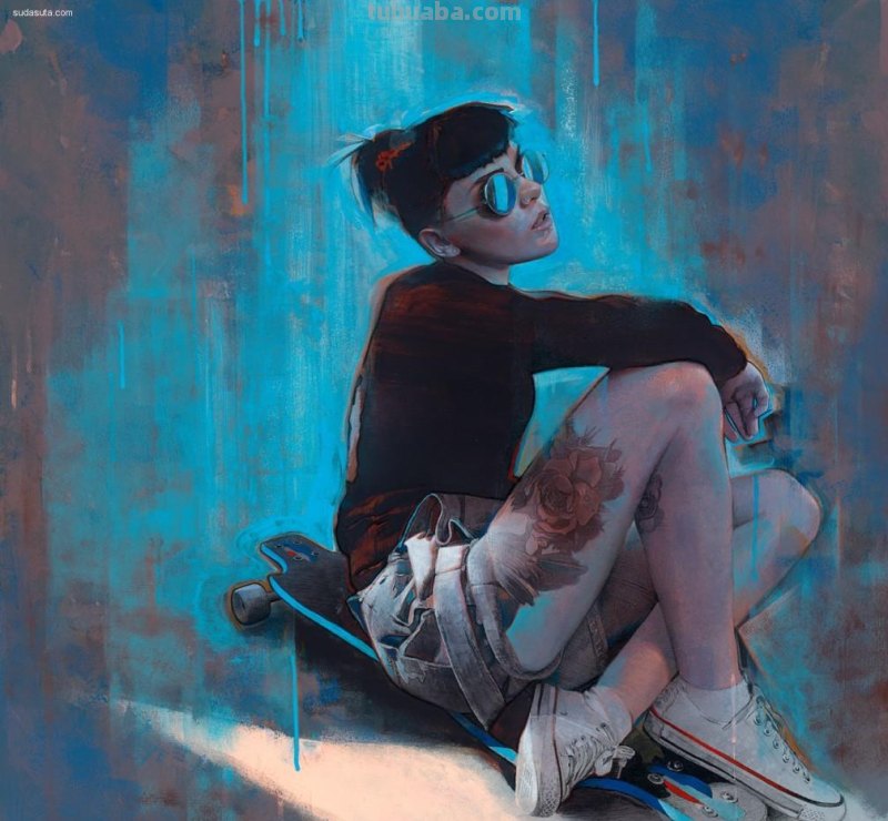 美国艺术家尼克龙格水彩人像绘画作品欣赏