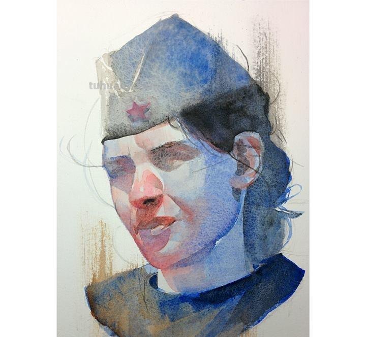 美国艺术家尼克龙格水彩人像绘画作品欣赏