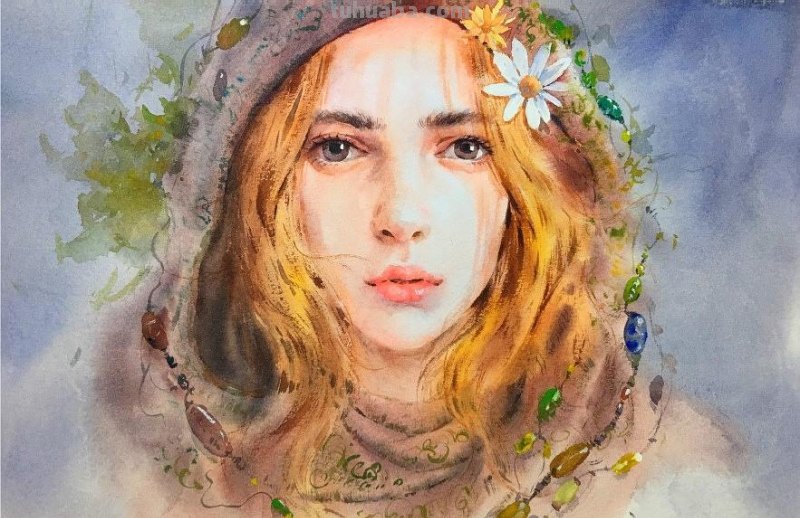 好看的肖像水彩手绘90后网络知名画家张雷雷人物作品专辑