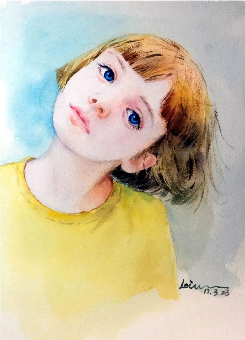 好看的肖像水彩手绘90后网络知名画家张雷雷人物作品专辑