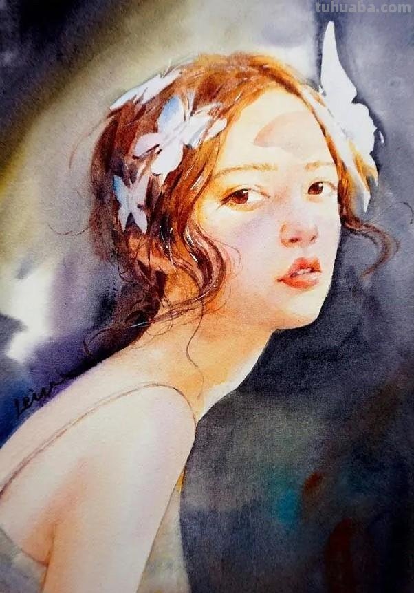 好看的肖像水彩手绘90后网络知名画家张雷雷人物作品专辑