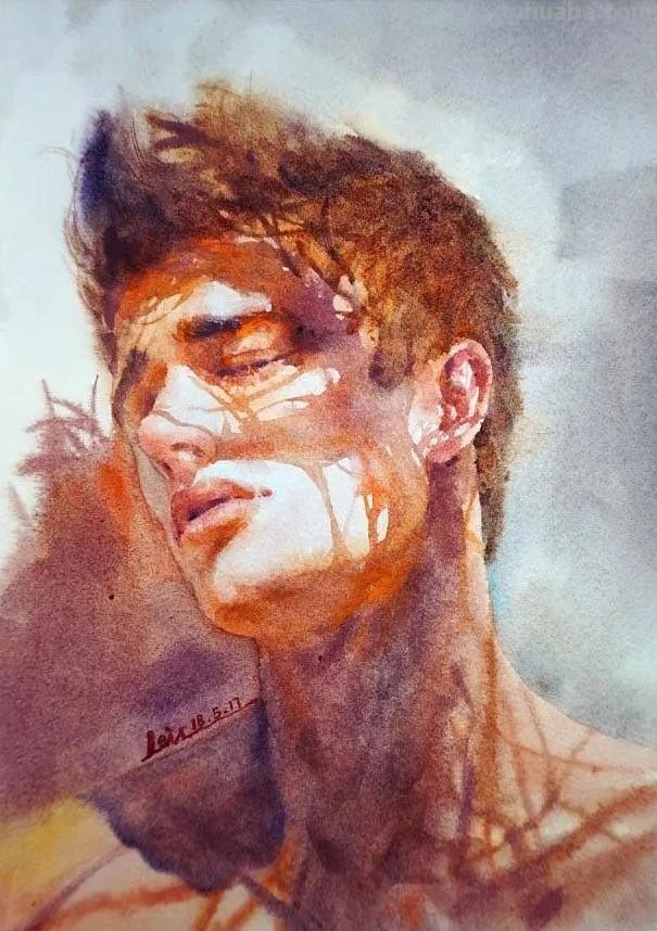 好看的肖像水彩手绘90后网络知名画家张雷雷人物作品专辑