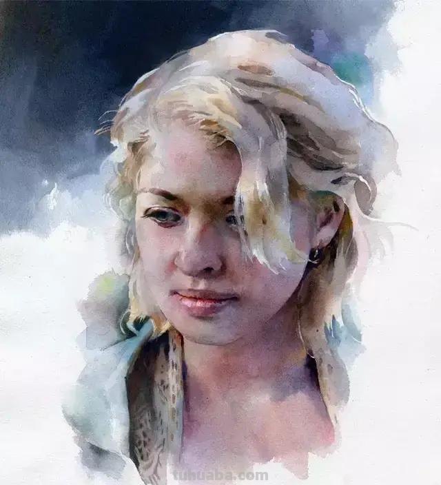 色彩鲜明笔触轻松的美国水彩人物画