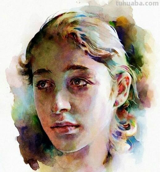 色彩鲜明笔触轻松的美国水彩人物画
