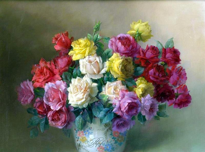 赏心悦目缤纷多彩静物花卉油画作品欣赏
