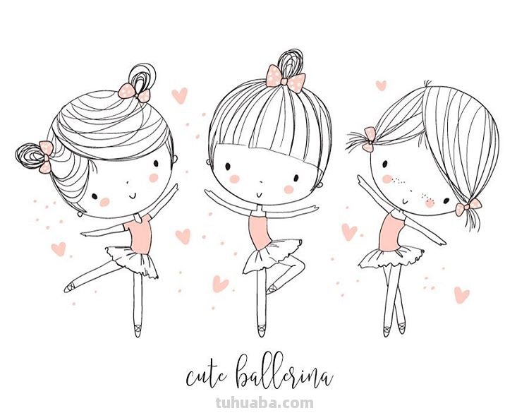 分享一组萌萌哒简笔画插画~快乐的小女孩和小男孩~