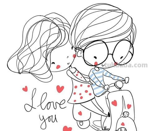 分享一组萌萌哒简笔画插画~快乐的小女孩和小男孩~