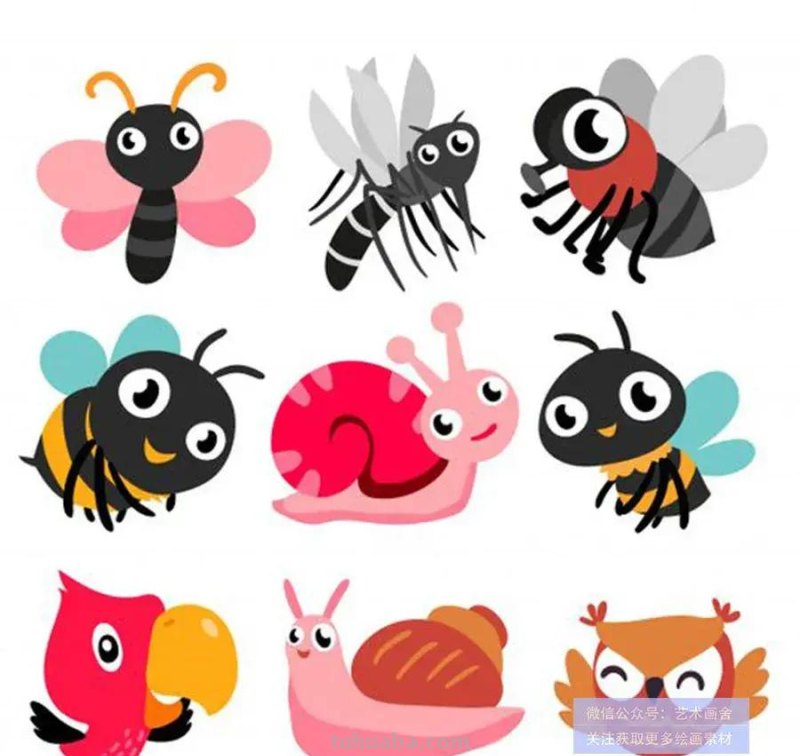 儿童画素材｜可爱的昆虫简笔画，赶紧收藏画一画吧