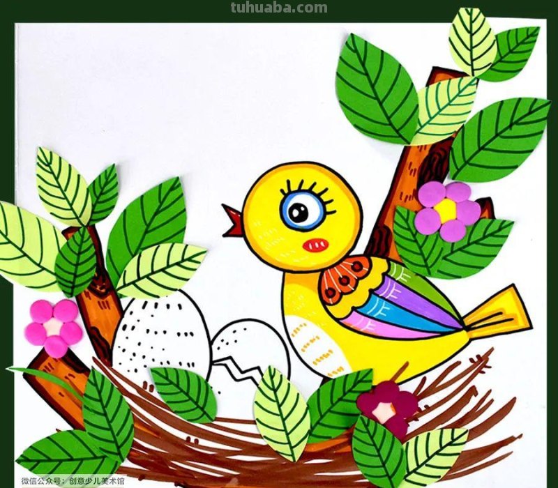 创意儿童画教程｜树枝上的小鸟