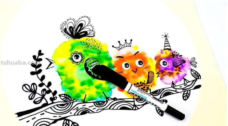 儿童画教程|低幼儿创意画-树枝上的小鸟 儿童画教程|低幼儿创意画-树枝上的小鸟